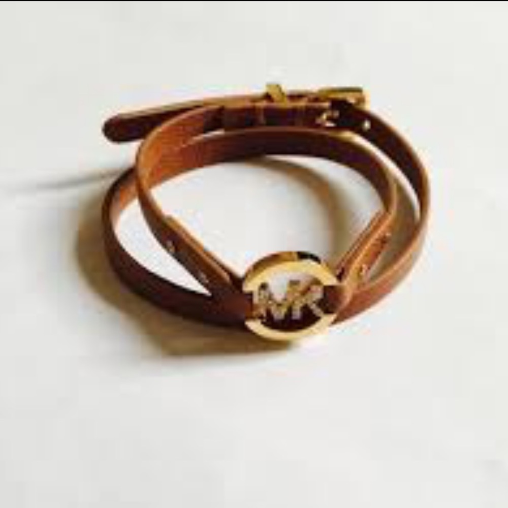 Michael Kors leather wrap buckle bracelet